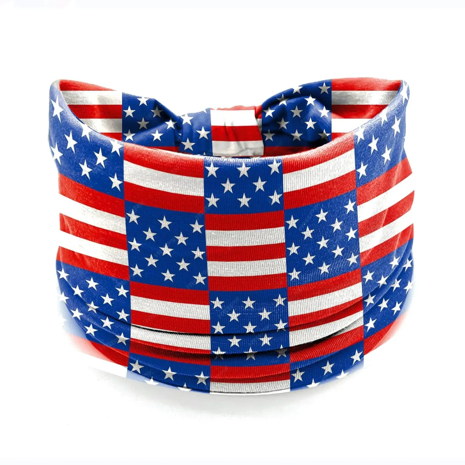 4 Pack July 4th Patriotic Headbands for Women - American Flag Star Spangled Banner Star Print Wide Bandana, Breathable Stretchy Non-Slip Hair Accessories for Yoga, Running, Party Celebrations