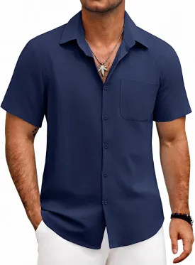COOFANDY Mens Button Down Shirts Lightweight Breathable Short Sleeve Shirt Summer Beach Top