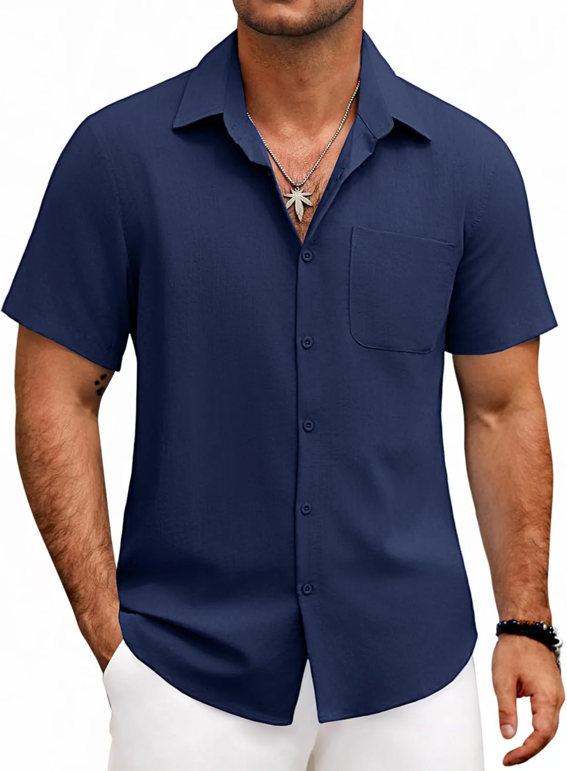 COOFANDY Mens Button Down Shirts Lightweight Breathable Short Sleeve Shirt Summer Beach Top