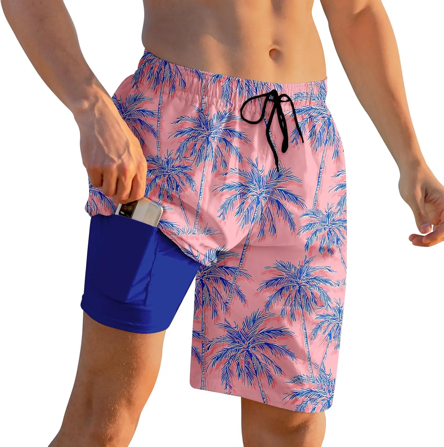 Cozople Mens Swimming Trunks with Compression Liner Swim Shorts 7 inch Quick Dry Bathing Suit Anti Chafe Boardshorts