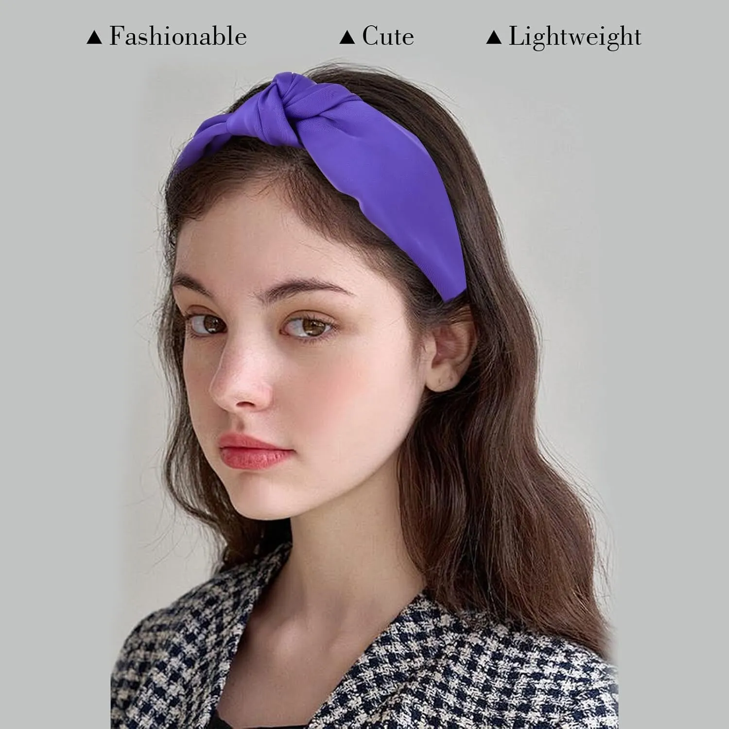CURASA Knotted Headbands For Women Girls Deep Purple Headband Non Slip Wide Top Knot Head band Cute Fashion Hairband Preppy Fabric Hair Accessories For Thick Thin Curly Hair