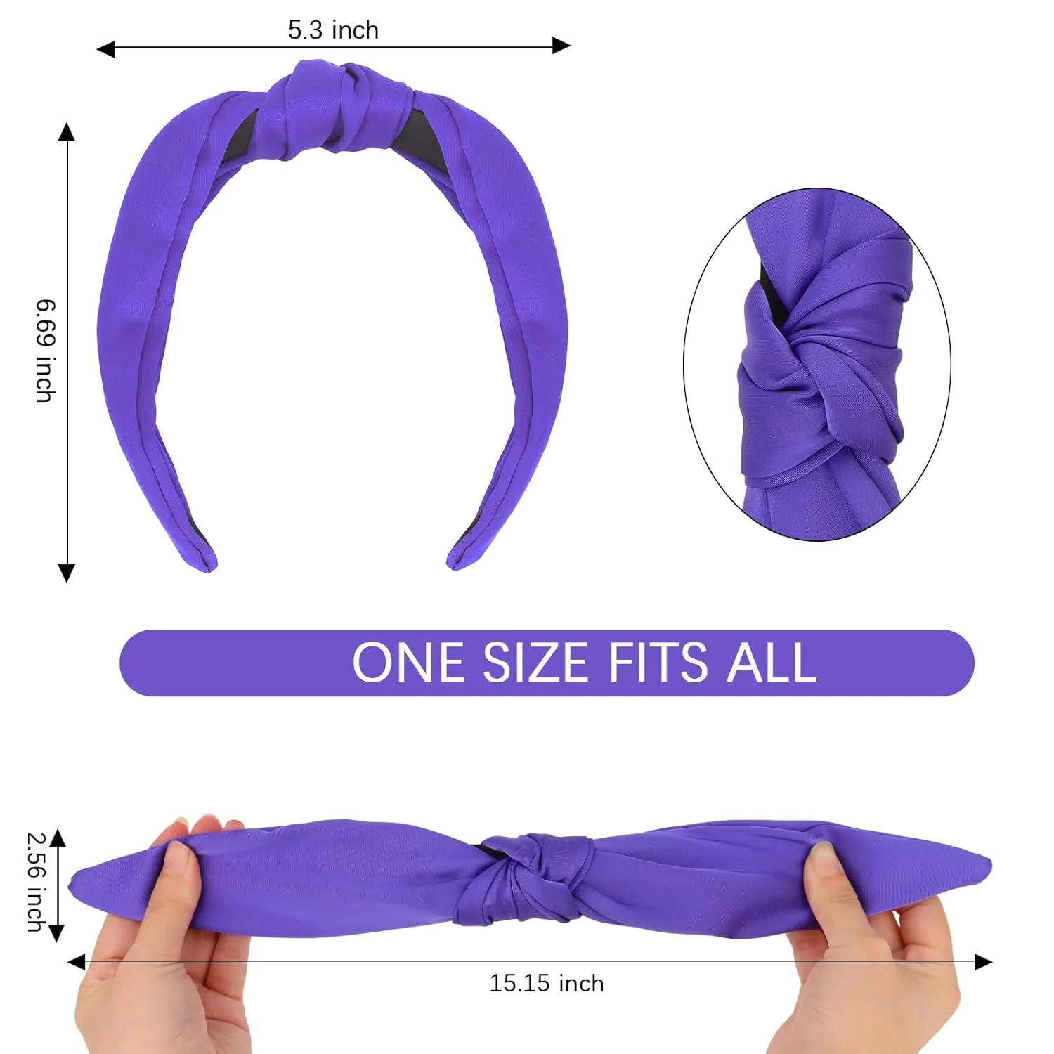 CURASA Knotted Headbands For Women Girls Deep Purple Headband Non Slip Wide Top Knot Head band Cute Fashion Hairband Preppy Fabric Hair Accessories For Thick Thin Curly Hair