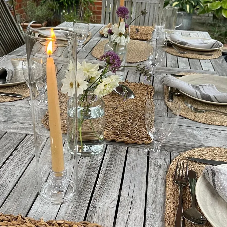 Glass Candle Holder with Removable Glass Tube Cover