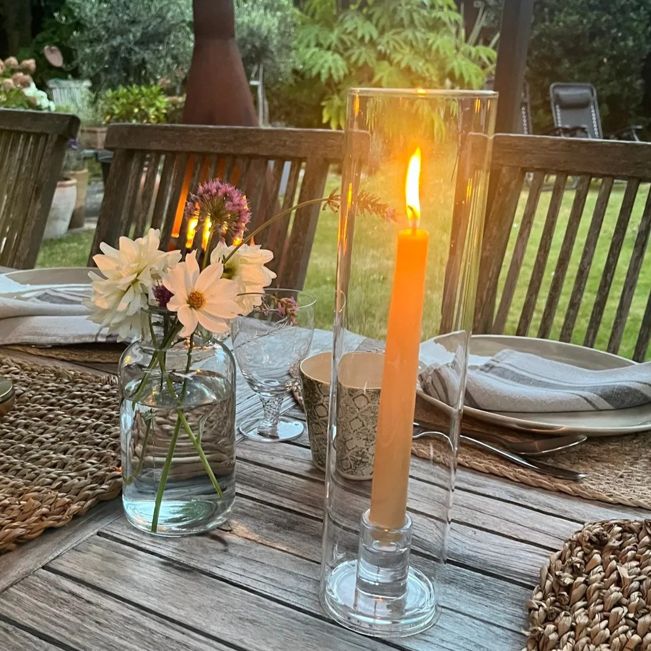 Glass Candle Holder with Removable Glass Tube Cover