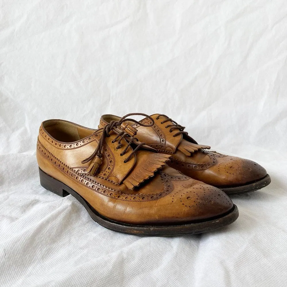 Gucci Brown Brogue Leather Lace Up Fringe (Men's), 9
