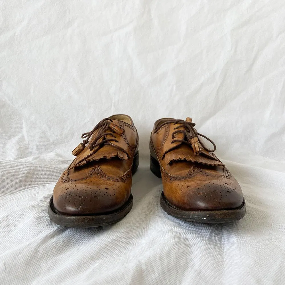 Gucci Brown Brogue Leather Lace Up Fringe (Men's), 9