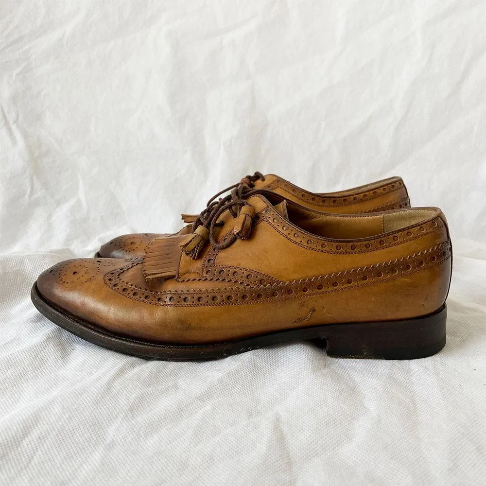 Gucci Brown Brogue Leather Lace Up Fringe (Men's), 9