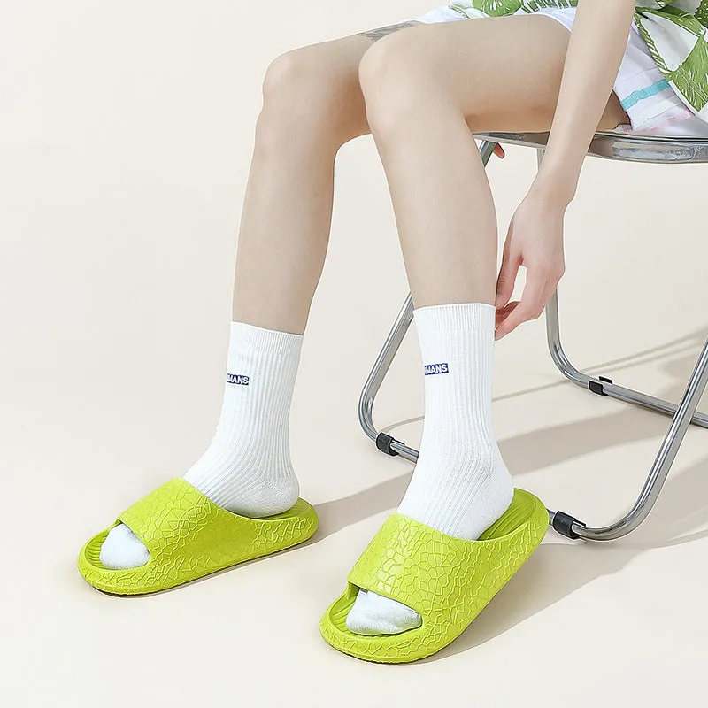 New Texture Home Slippers Summer Thick Sole Floor Bathroom Slipper For Women Men Non-slip House Shoes