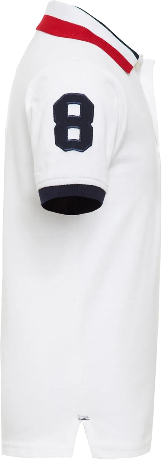 Tommy Hilfiger Boys' Short Sleeve Premium Pique Polo Shirt, Button Closure, Soft & Comfortable