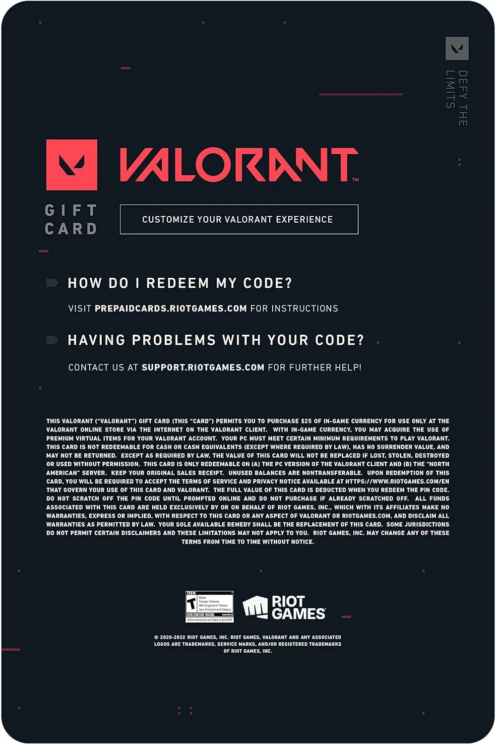 VALORANT $25 Gift Card - PC [Online Game Code]