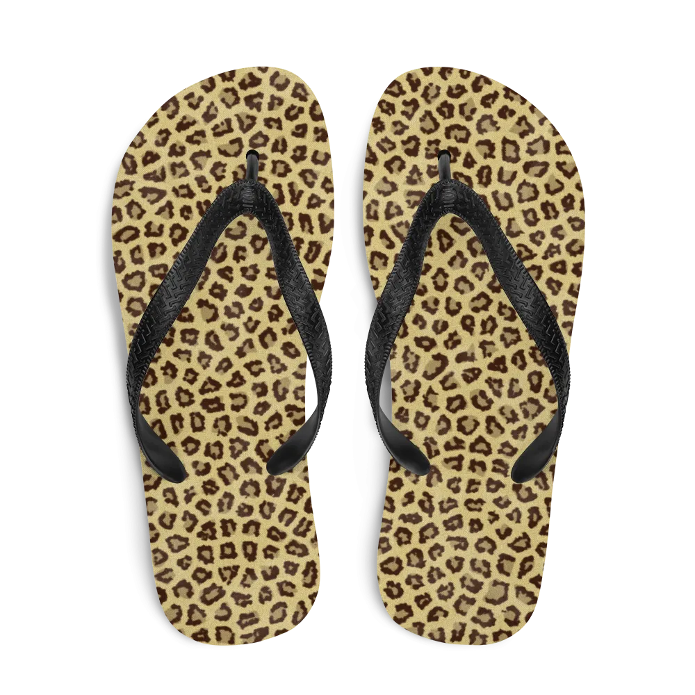 Yellow Leopard Print Flip-Flops