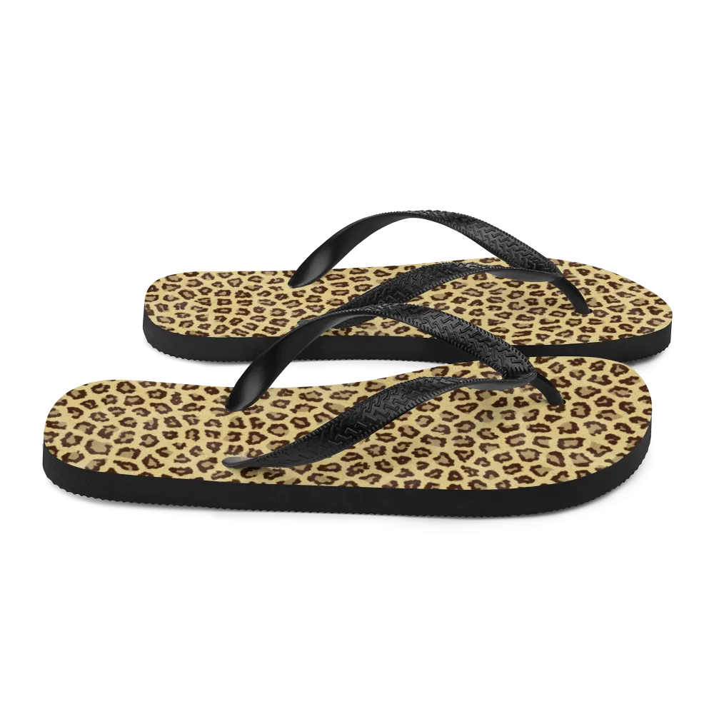 Yellow Leopard Print Flip-Flops