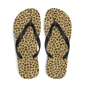 Yellow Leopard Print Flip-Flops