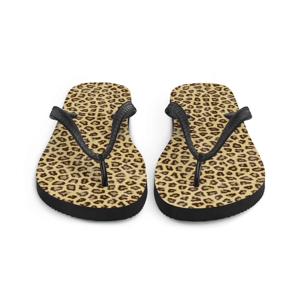 Yellow Leopard Print Flip-Flops