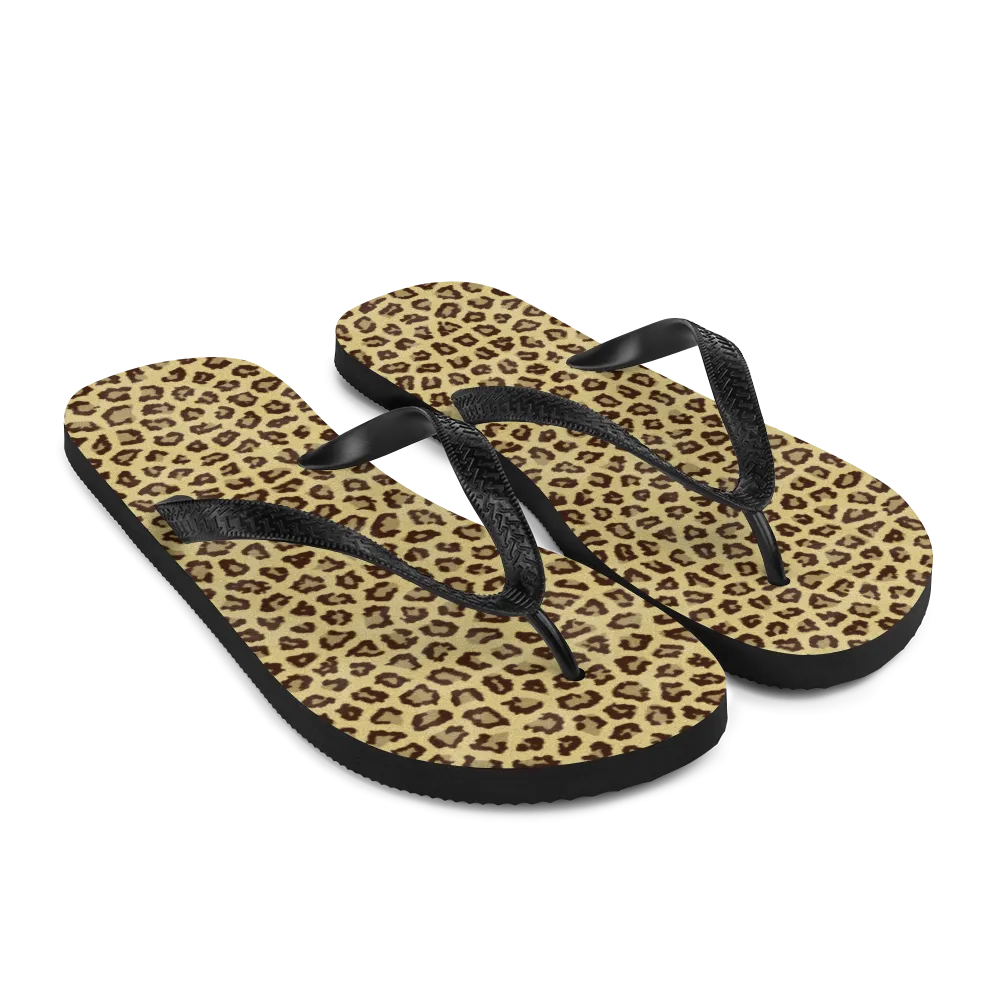 Yellow Leopard Print Flip-Flops